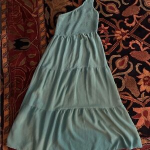 Elegant One-Shoulder Maxi Dress in Light Blue